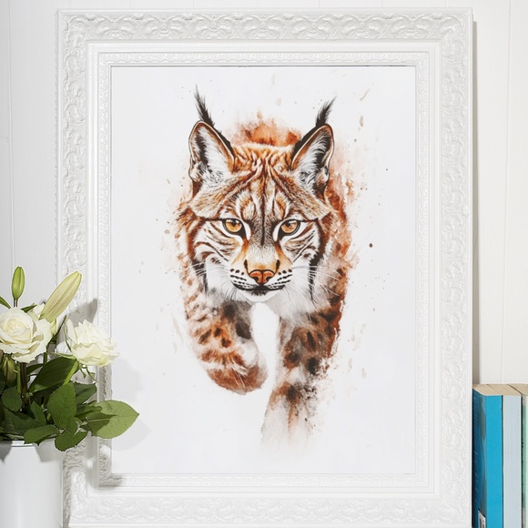 Watercolor Lynx Portrait Wall Art Illustration Print Poster Unframed - Picture 8 of 9